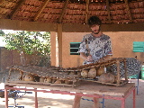 Gaël playing the xylophone