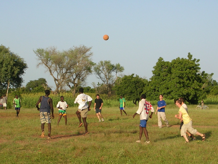 Football match between the Swiss and the Burkinabe people