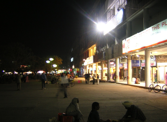 The shopping street by night