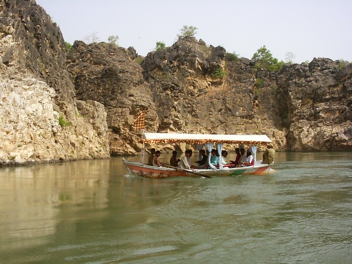 A boat on the Narmada River