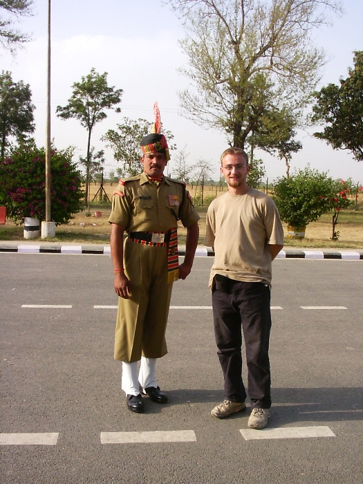 Sylvain with a customs officer