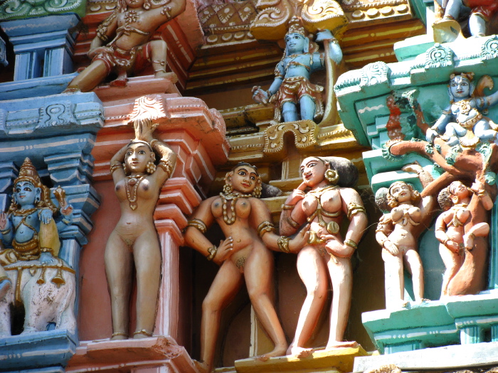 Erotic sculptures on the tower