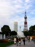 Vue sur la tour de télévision de Sapporo depuis le Parc Odori