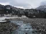 Shokawa River crossing the village