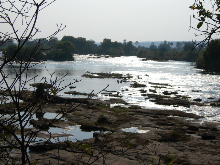 Arm of the Zambezi river before the falls