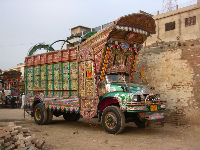 A decorated lorry