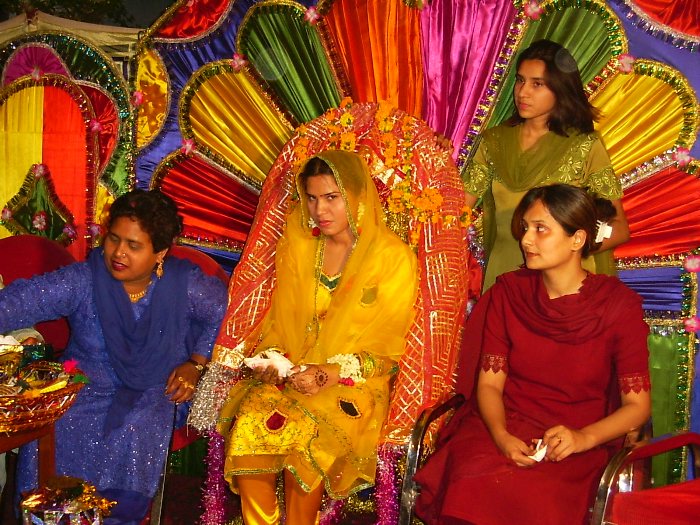 Tahira, the bride, with relatives